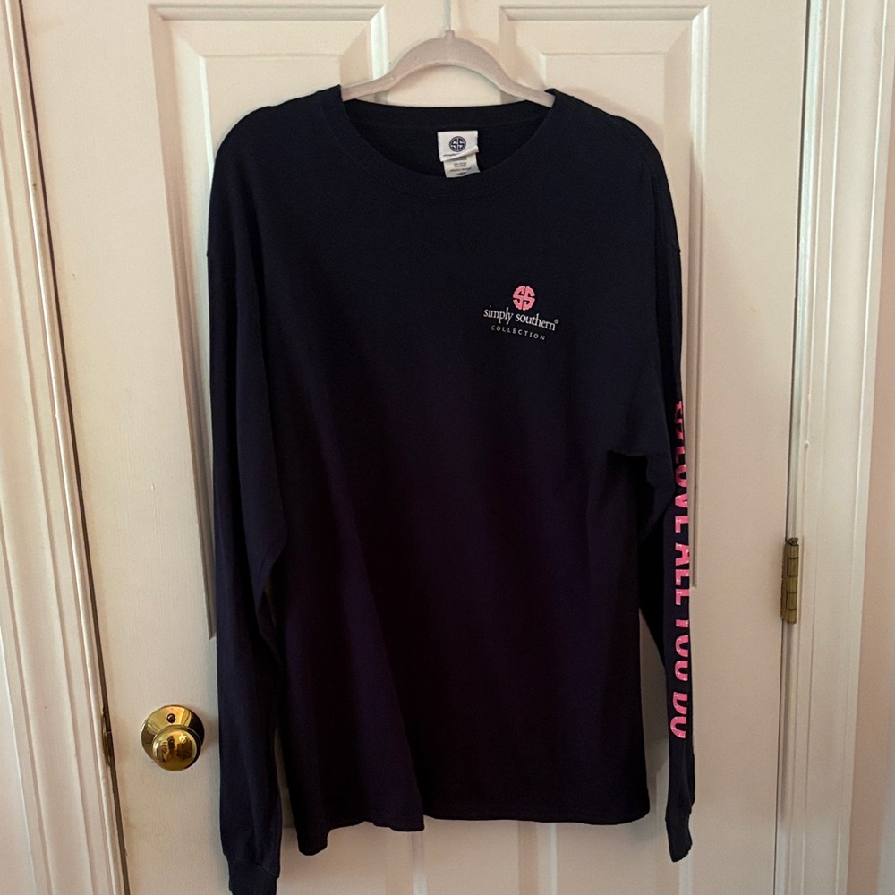Simply Southern Navy and Pink Long Sleeve Shirt